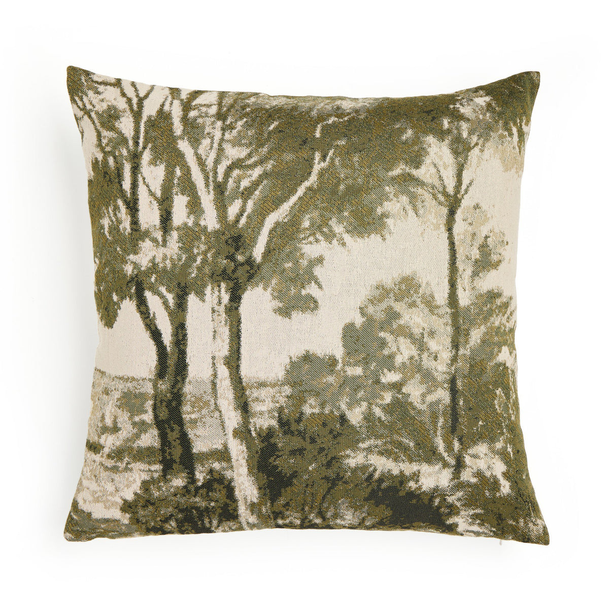 a pillow with trees on it