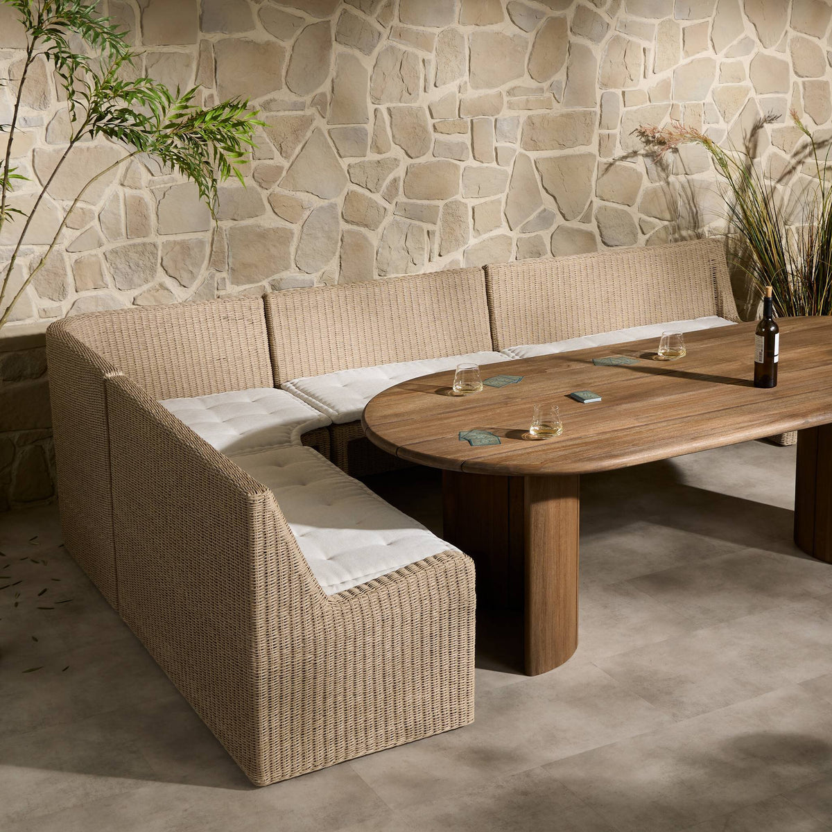 Senna Outdoor Dining Banquette L Shape 132"