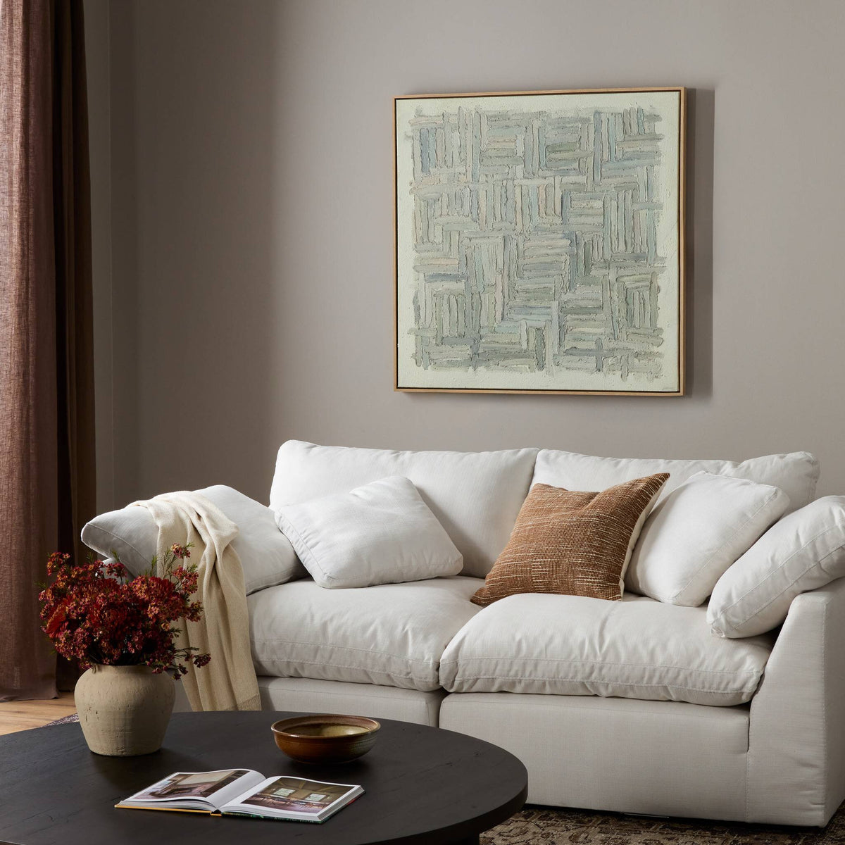 a white couch in a room