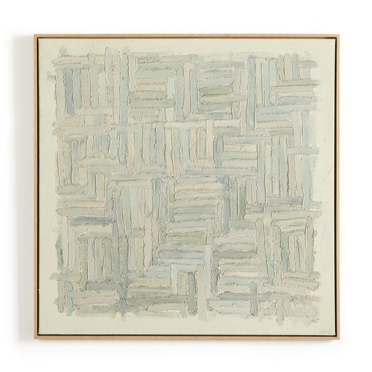 a square painting with a wooden frame