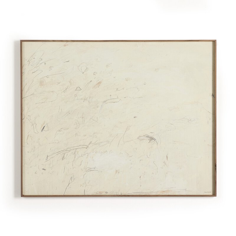 a white rectangular frame with a brown border