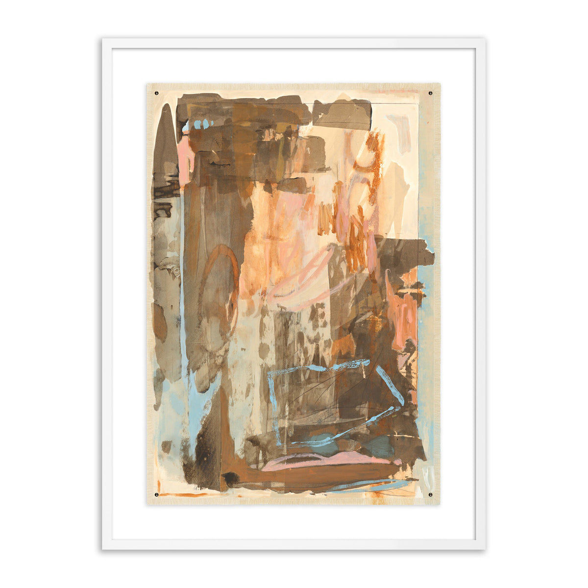a painting in a white frame