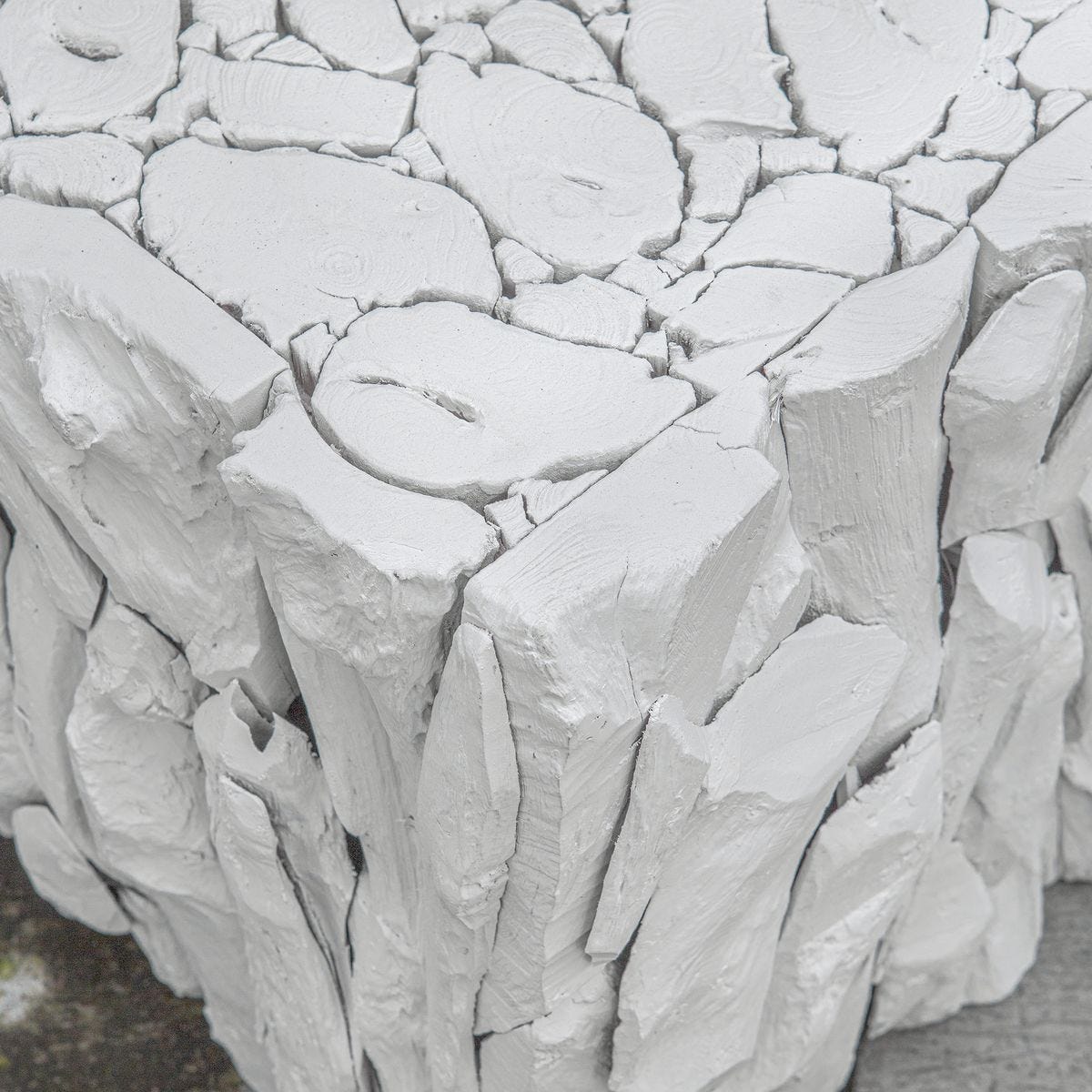 Teak Root Bunching Cube, White
