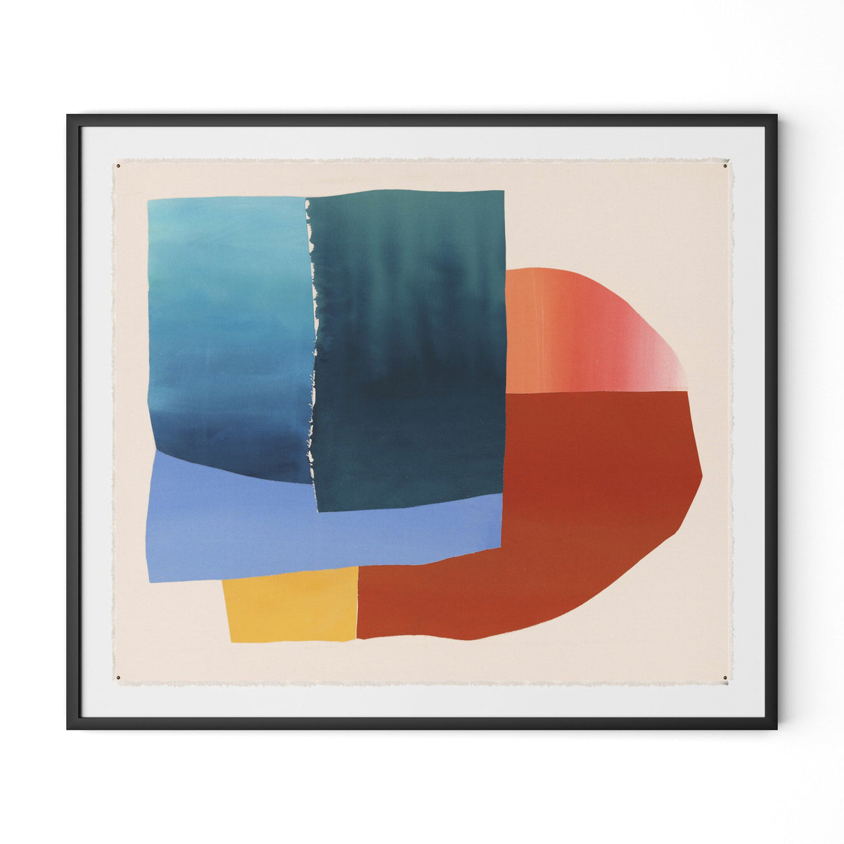 a framed art piece of colorful art