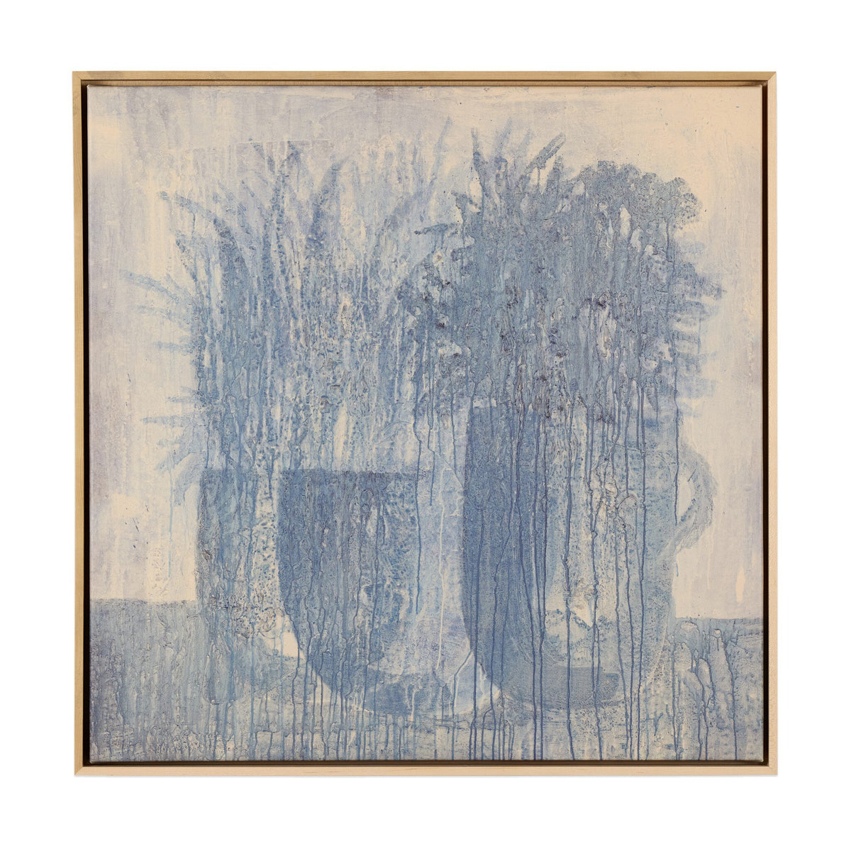 a painting of plants in a wood frame