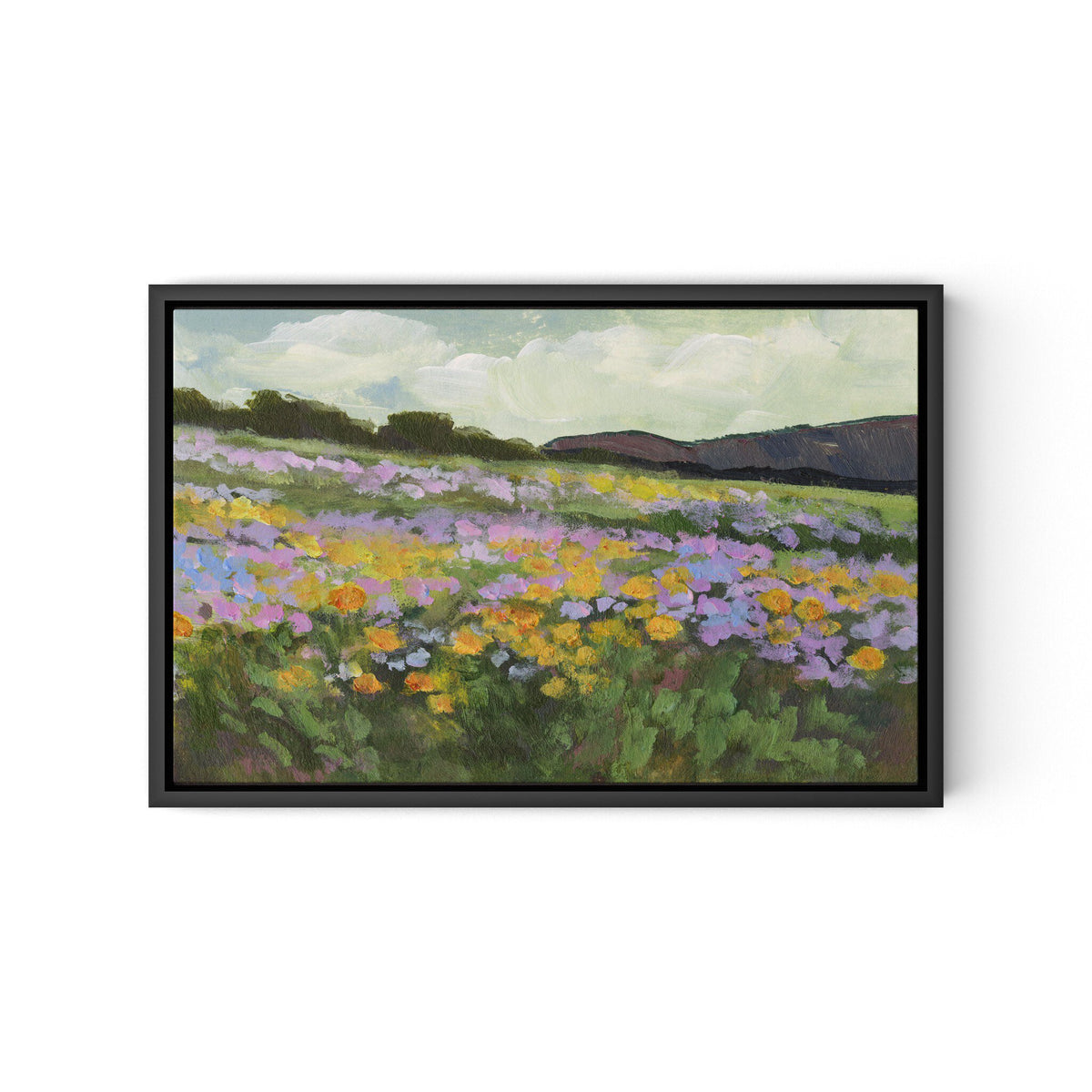 a painting of a field of flowers