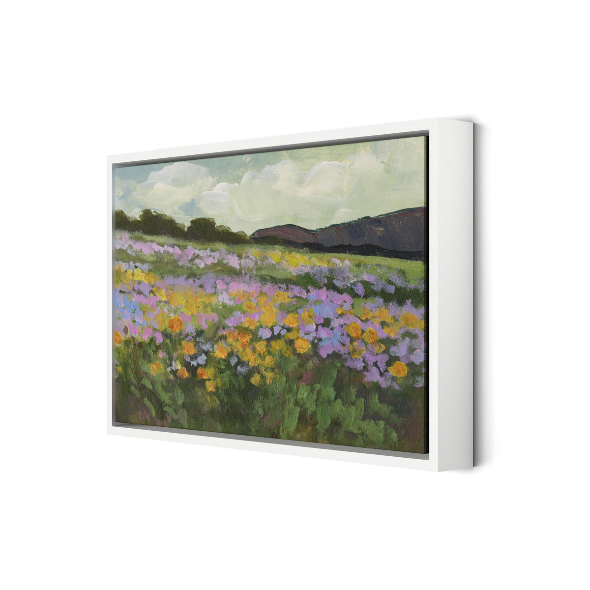 a painting of a field of flowers