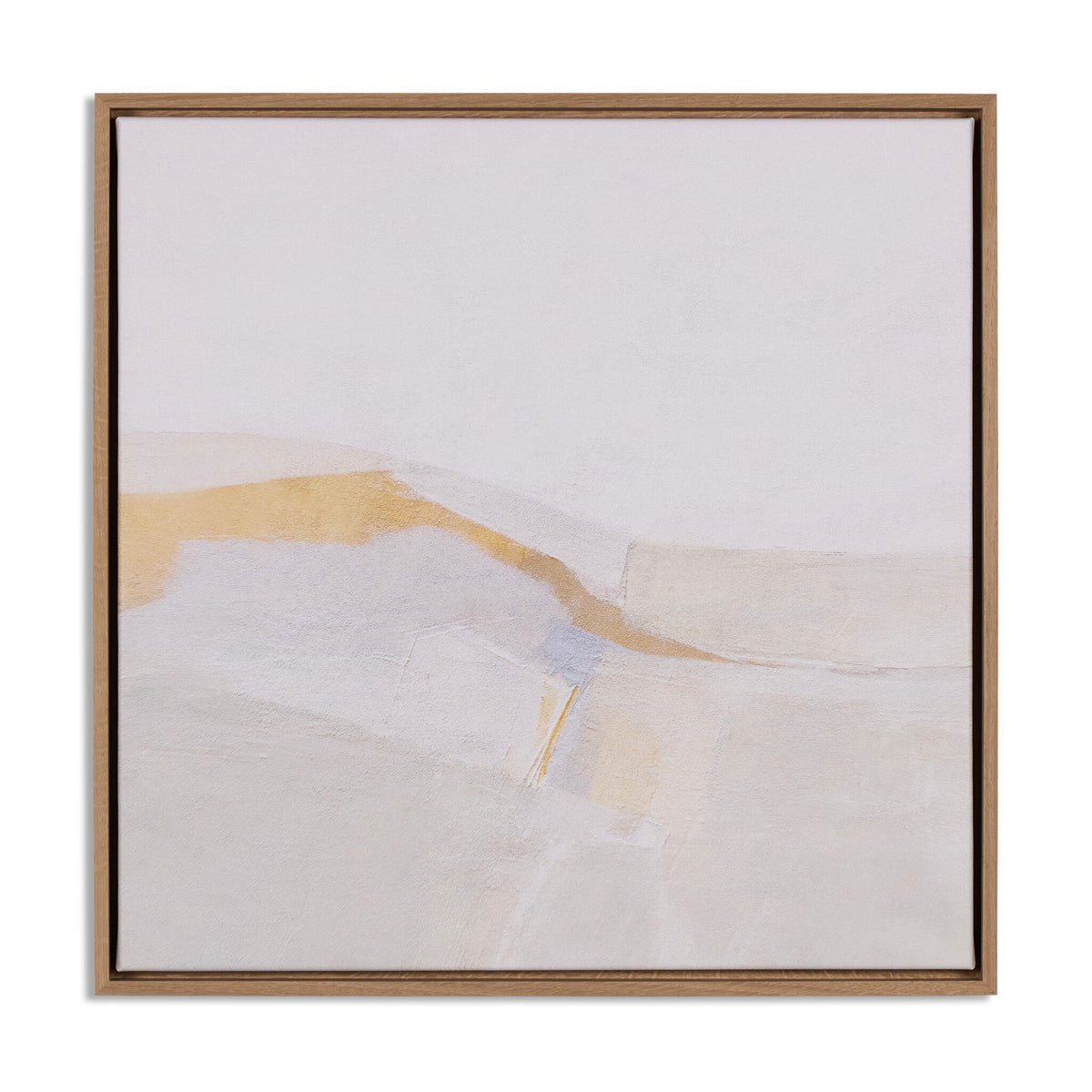 a square painting in a wood frame