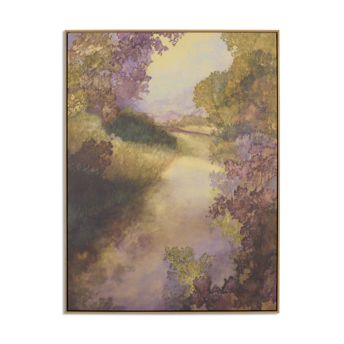 a painting of a path through trees