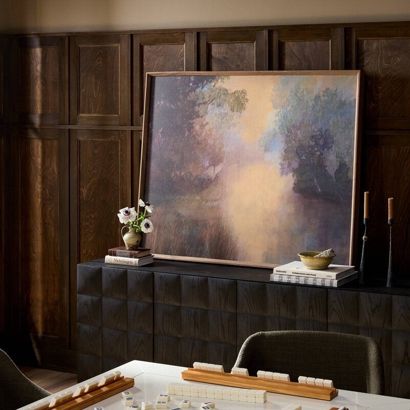 a painting on a cabinet