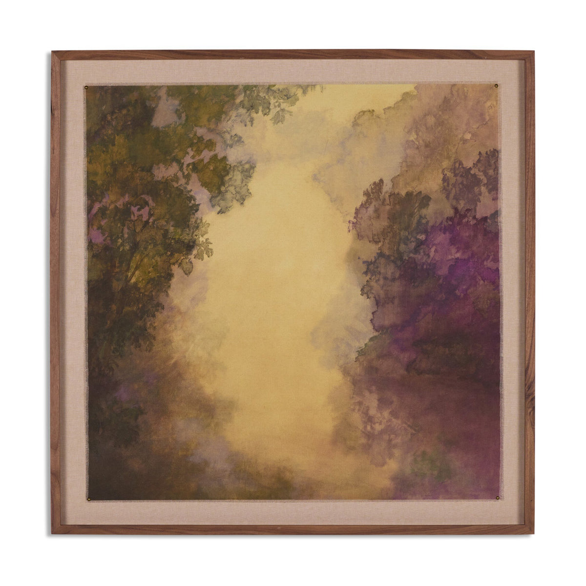a framed painting of trees