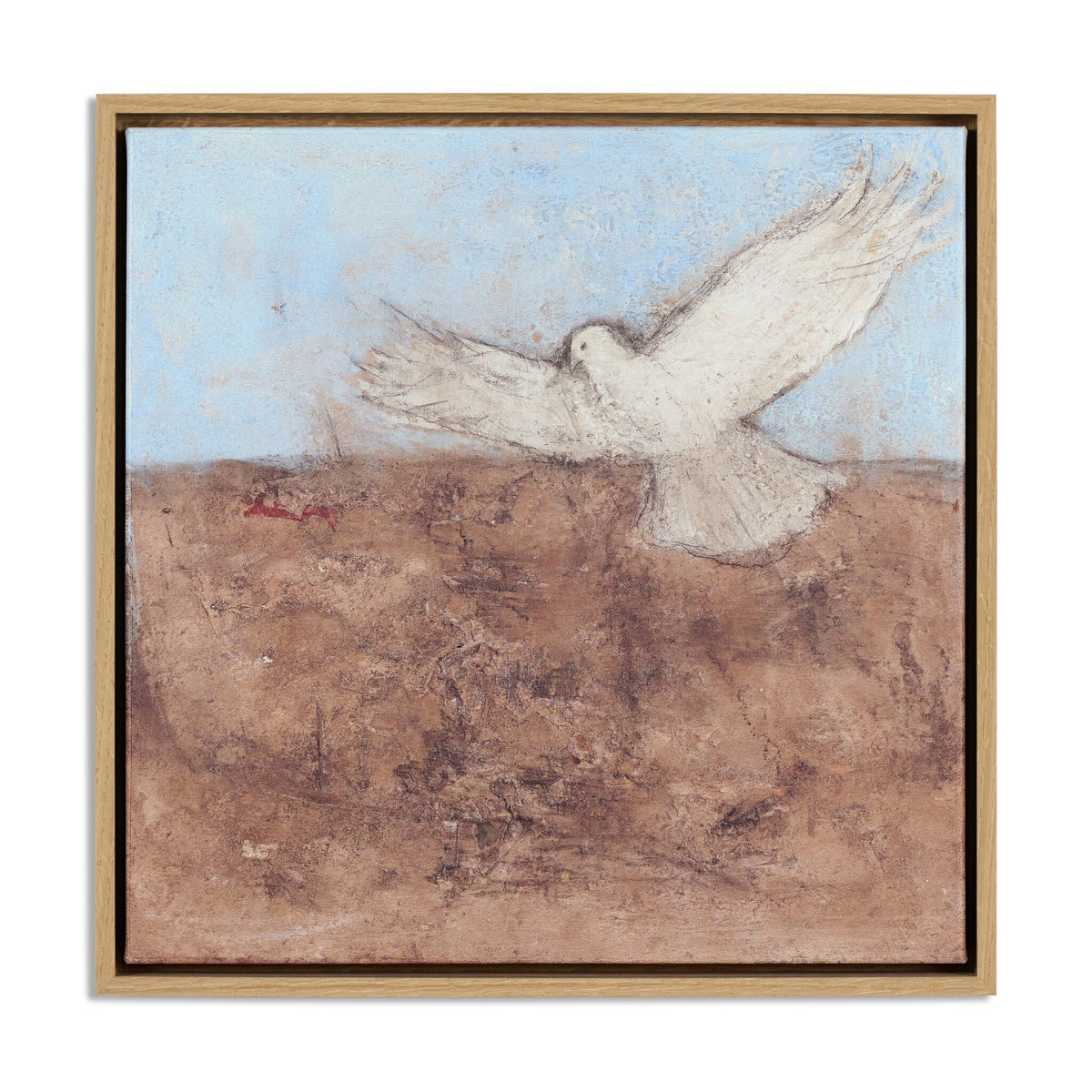 a white bird in a wood frame