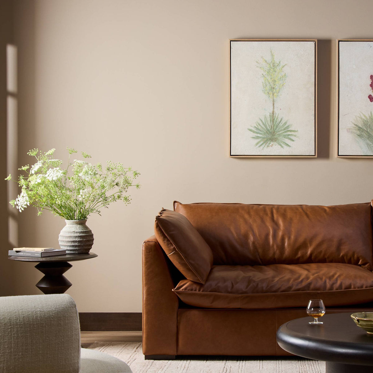 a brown couch in a living room
