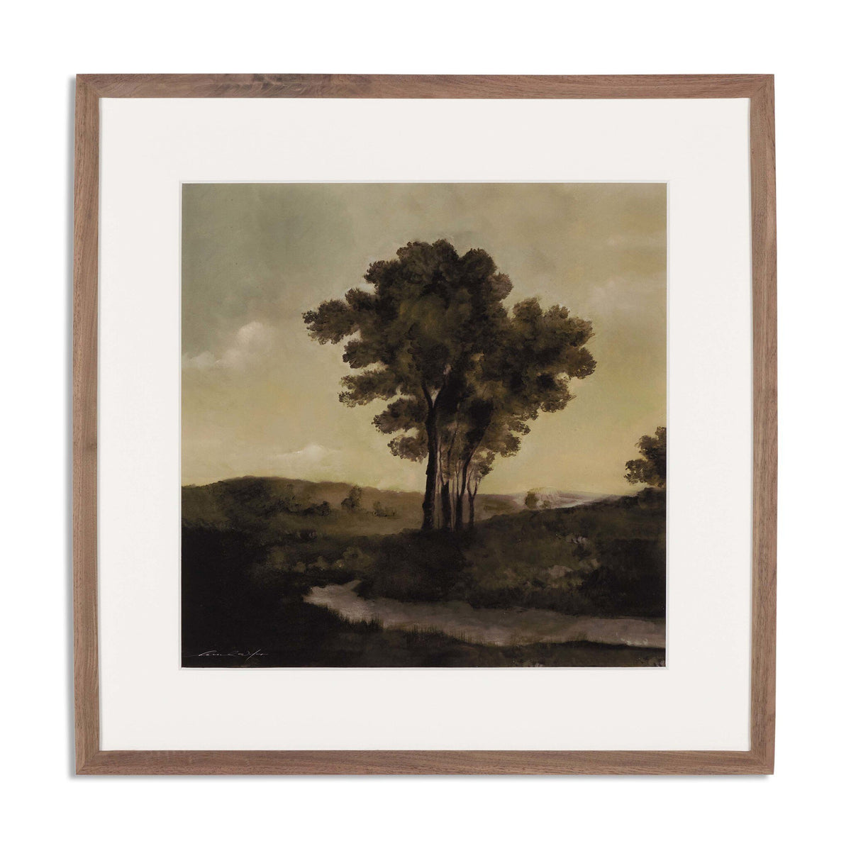 a framed picture of trees