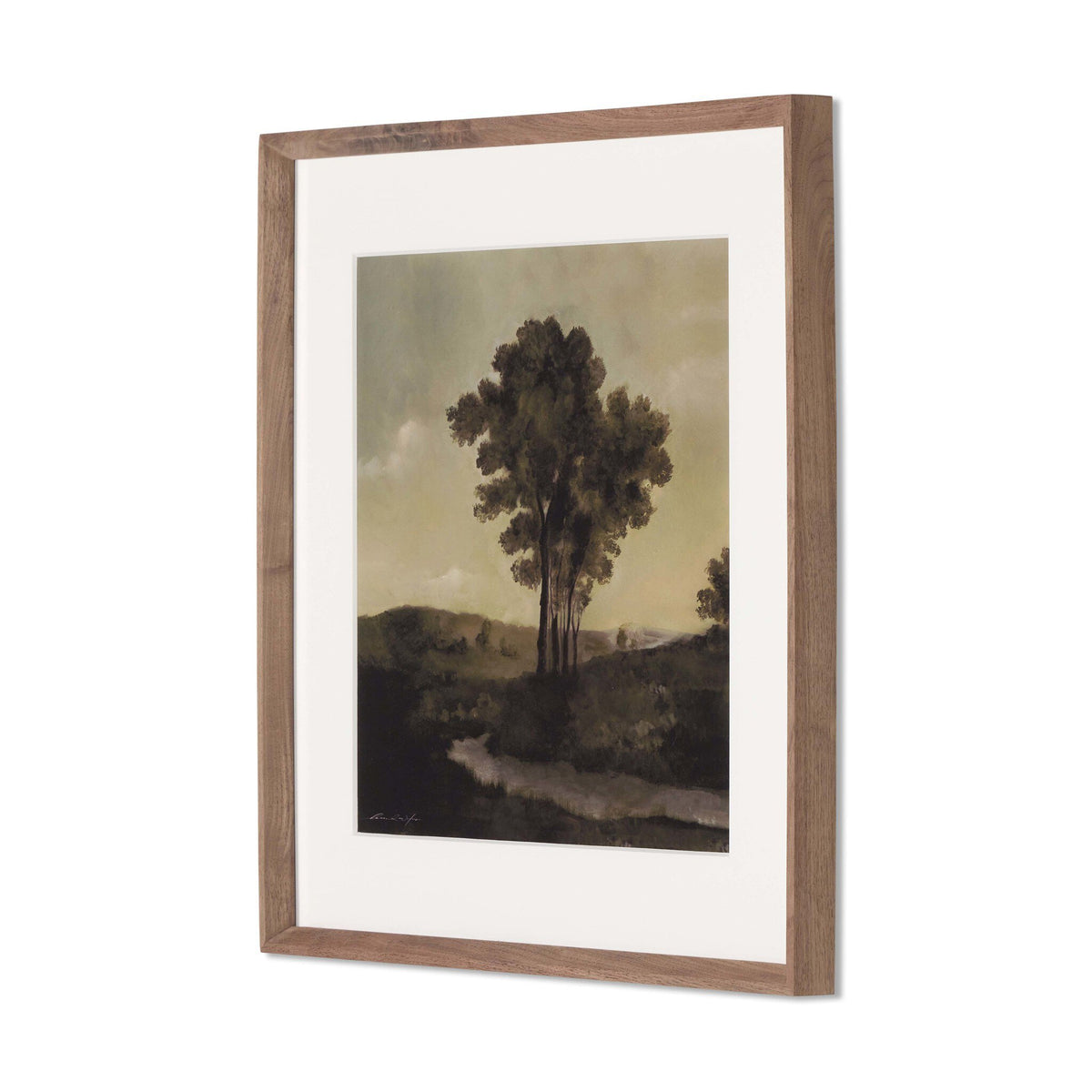 a framed picture of a tree