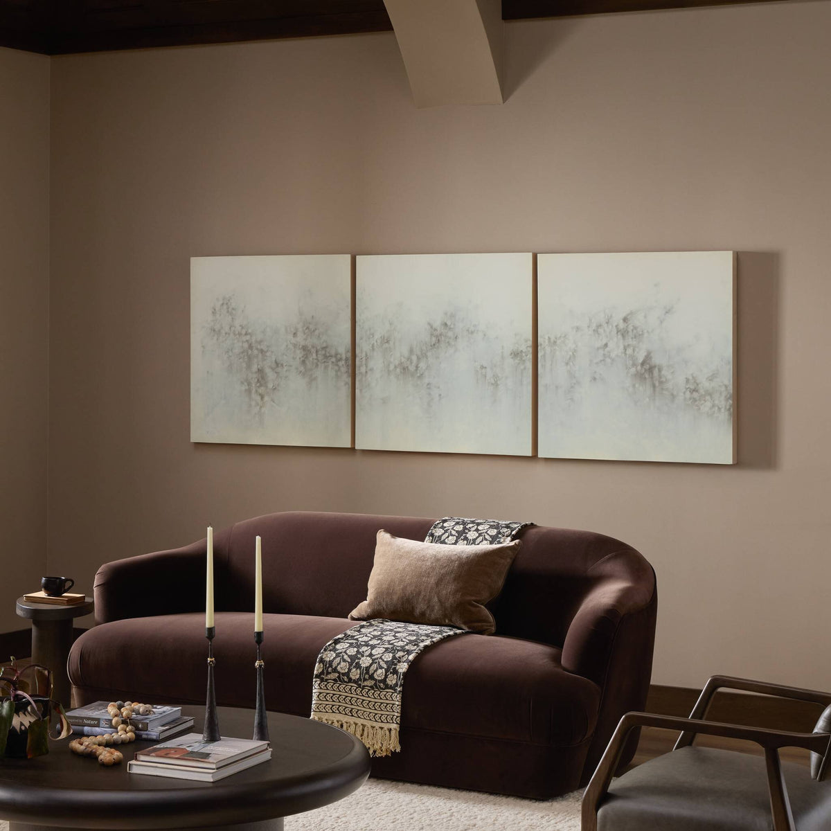 a living room with a couch and a coffee table
