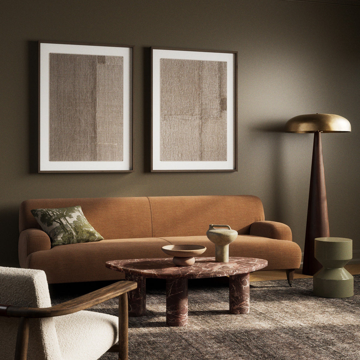 a living room with a couch and a coffee table