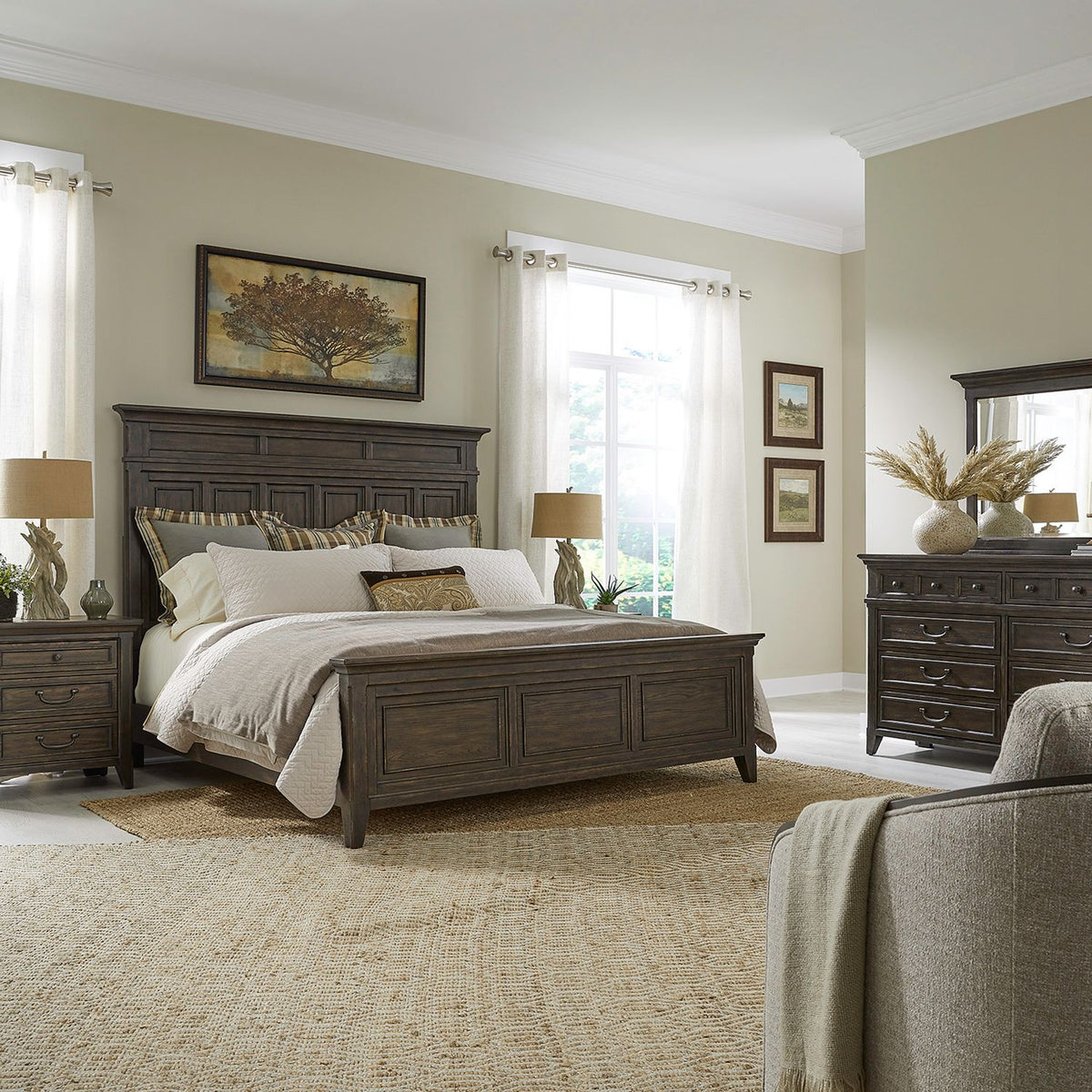 297-BR-QPBDMN - Queen Panel Bed, Dresser & Mirror, Night Stand - Liberty Furniture