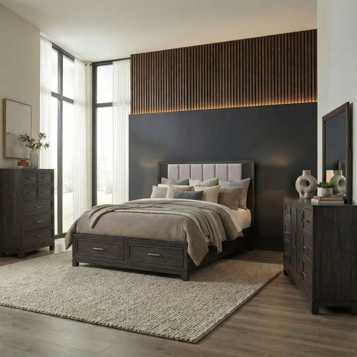 313-BR-KSBDMC - King Storage Bed, Dresser & Mirror, Chest - Liberty Furniture
