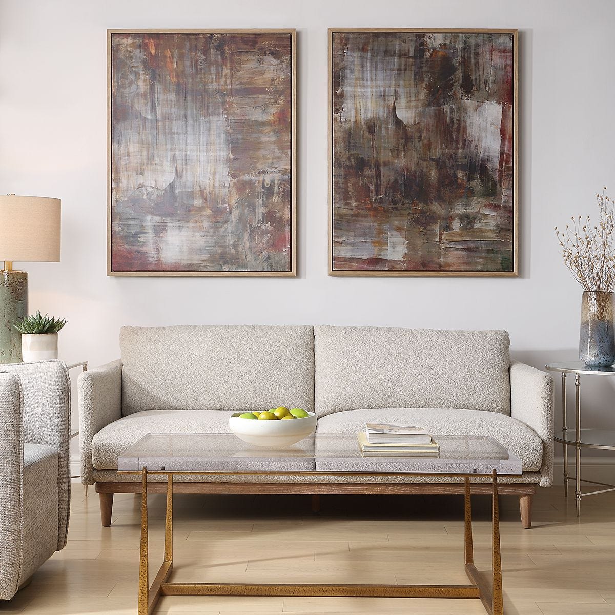 Molten Patina Framed Canvases, S/2