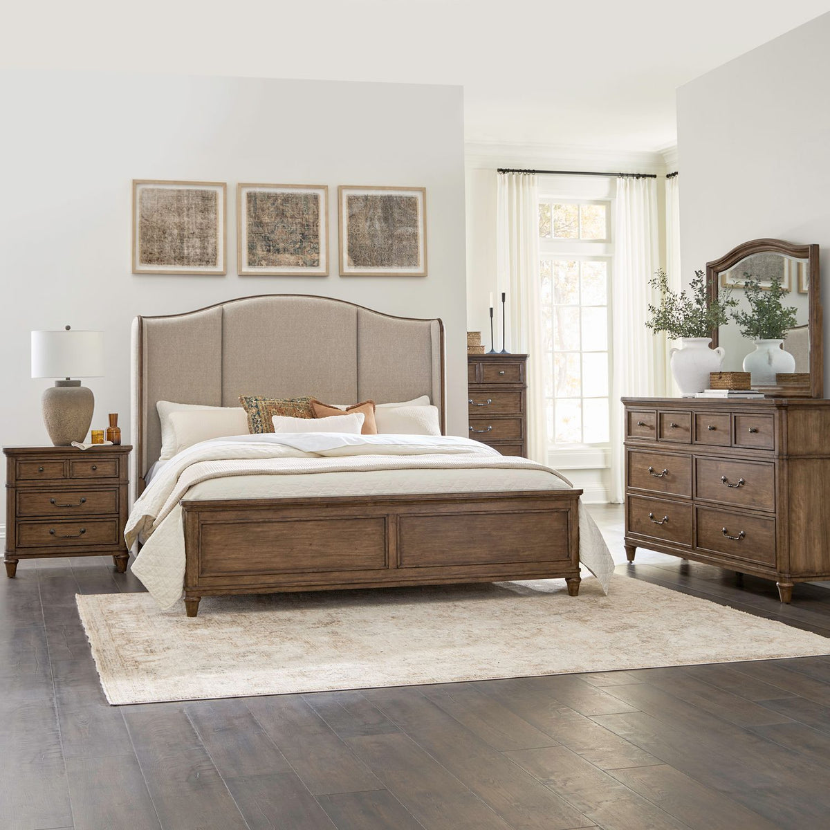 336-BR-KSHDMCN - King Shelter Bed, Dresser & Mirror, Chest, Night Stand - Liberty Furniture