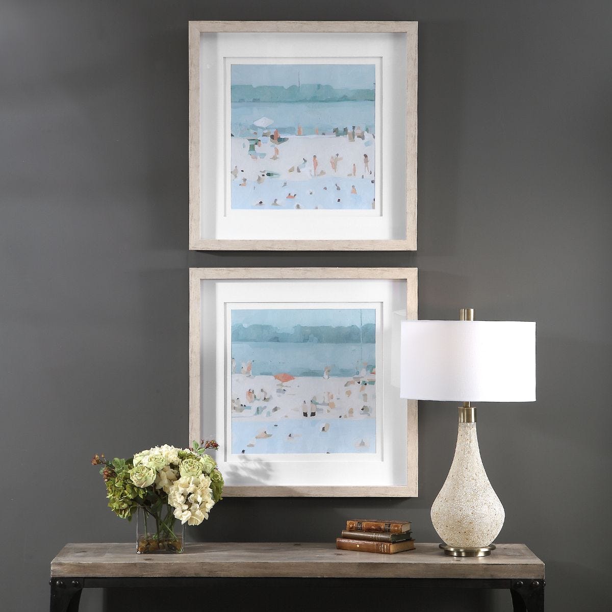 Sea Glass Sandbar Framed Prints, S/2