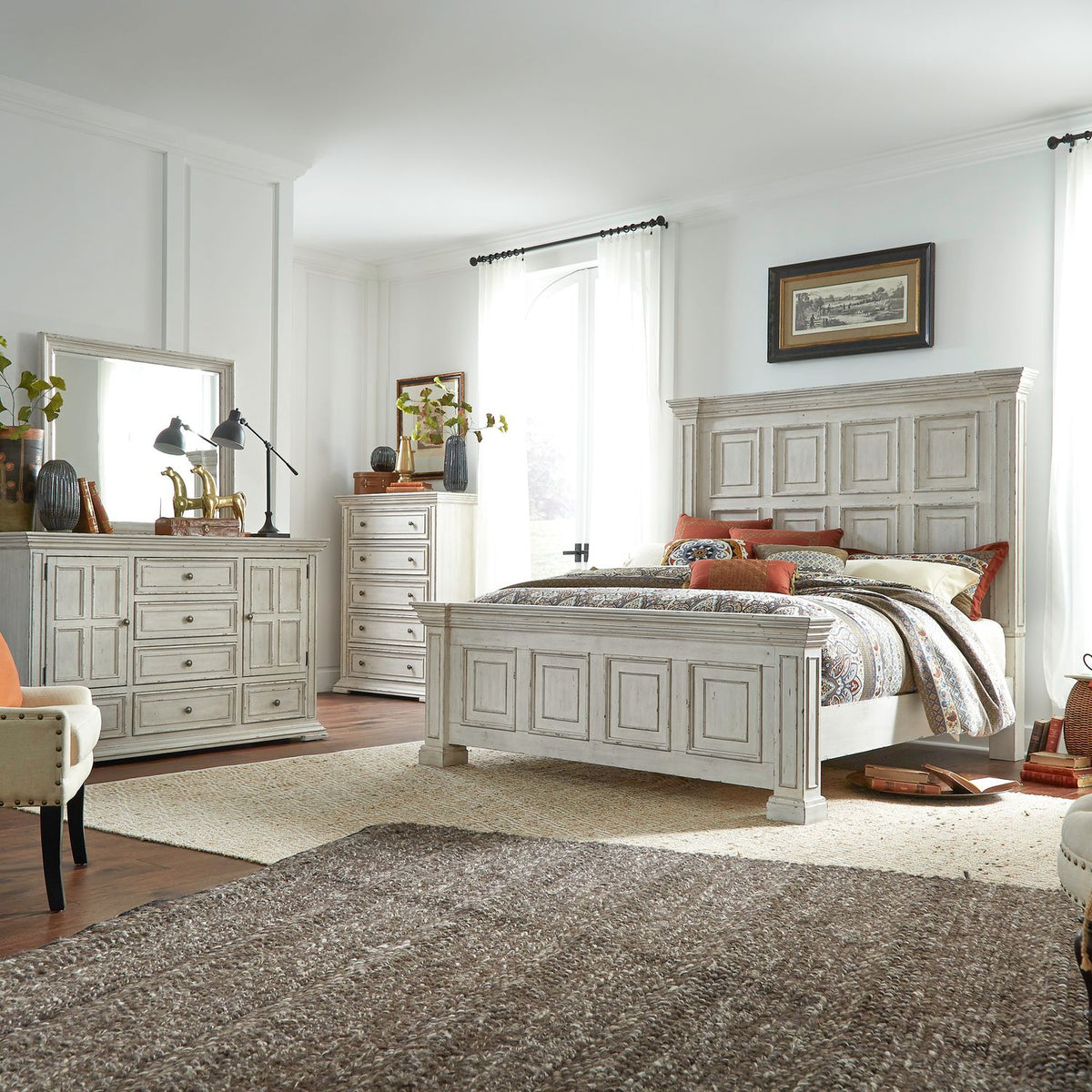361W-BR-KPBDMC - King Panel Bed, Dresser & Mirror, Chest - Liberty Furniture