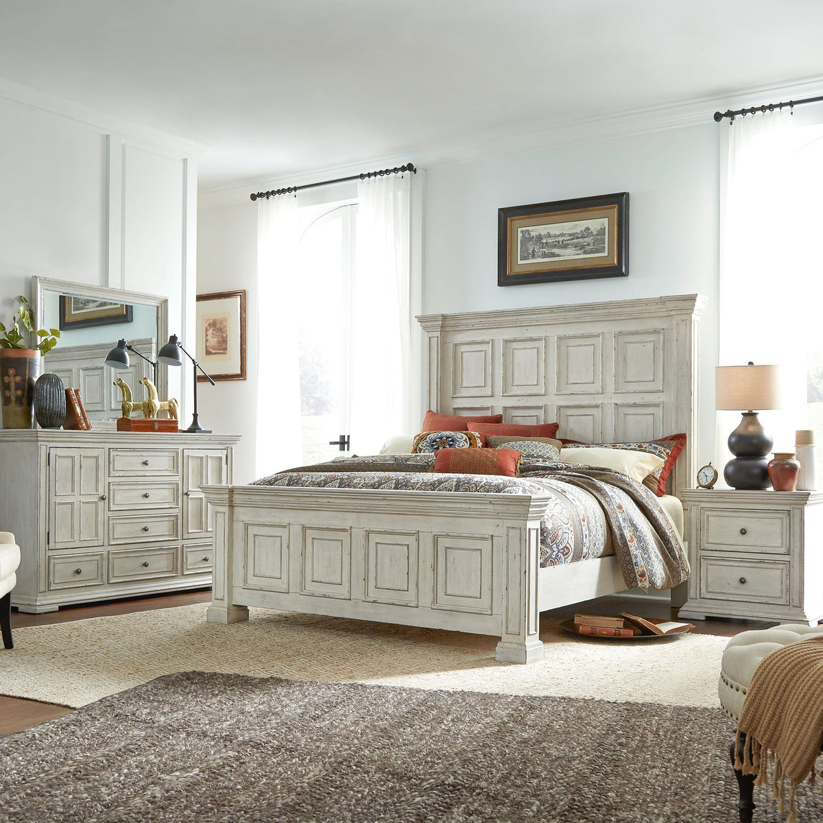 361W-BR-QPBDMN - Queen Panel Bed, Dresser & Mirror, Night Stand - Liberty Furniture
