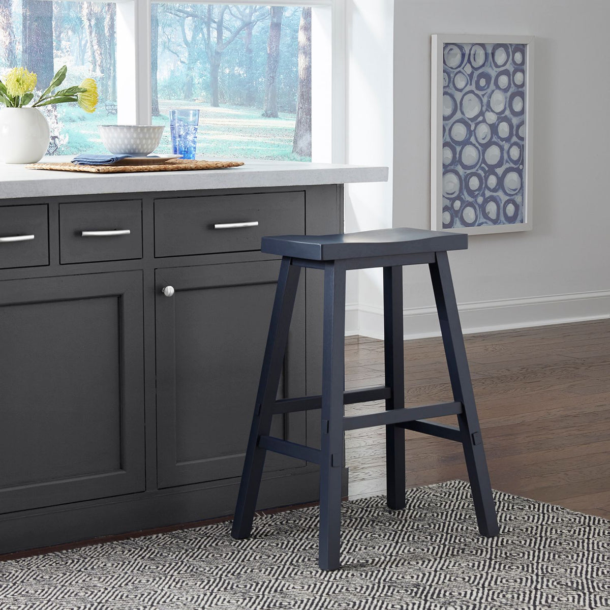 38-B1830-N - 30 Inch Sawhorse Stool- Navy - Liberty Furniture