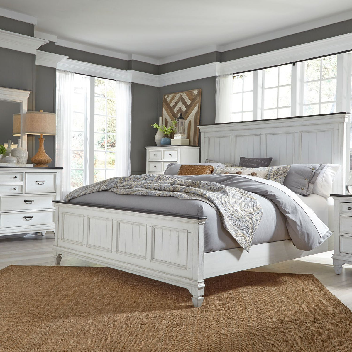417-BR-KPBDMC - King Panel Bed, Dresser & Mirror, Chest - Liberty Furniture
