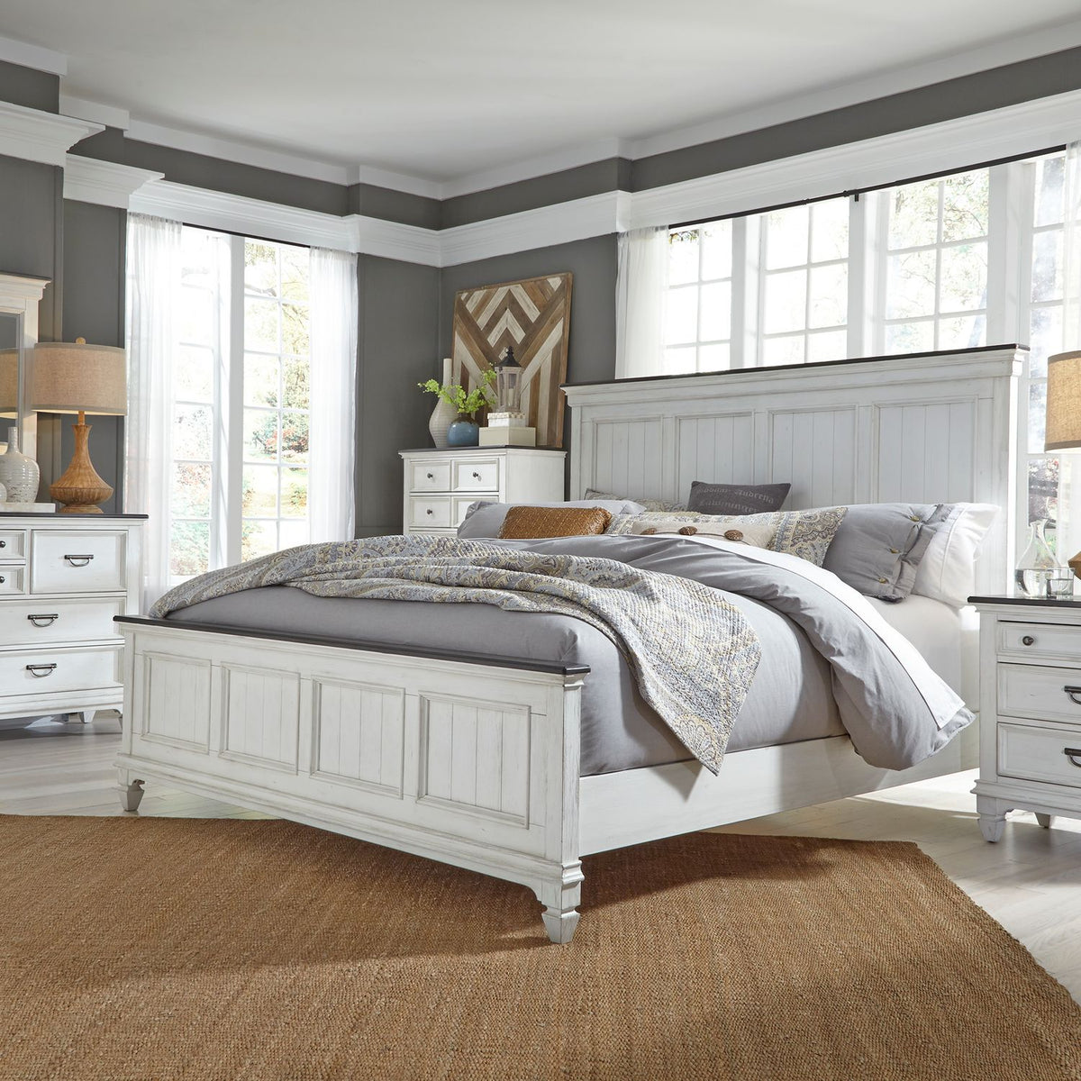 417-BR-KPBDMCN - King Panel Bed, Dresser & Mirror, Chest, Night Stand - Liberty Furniture