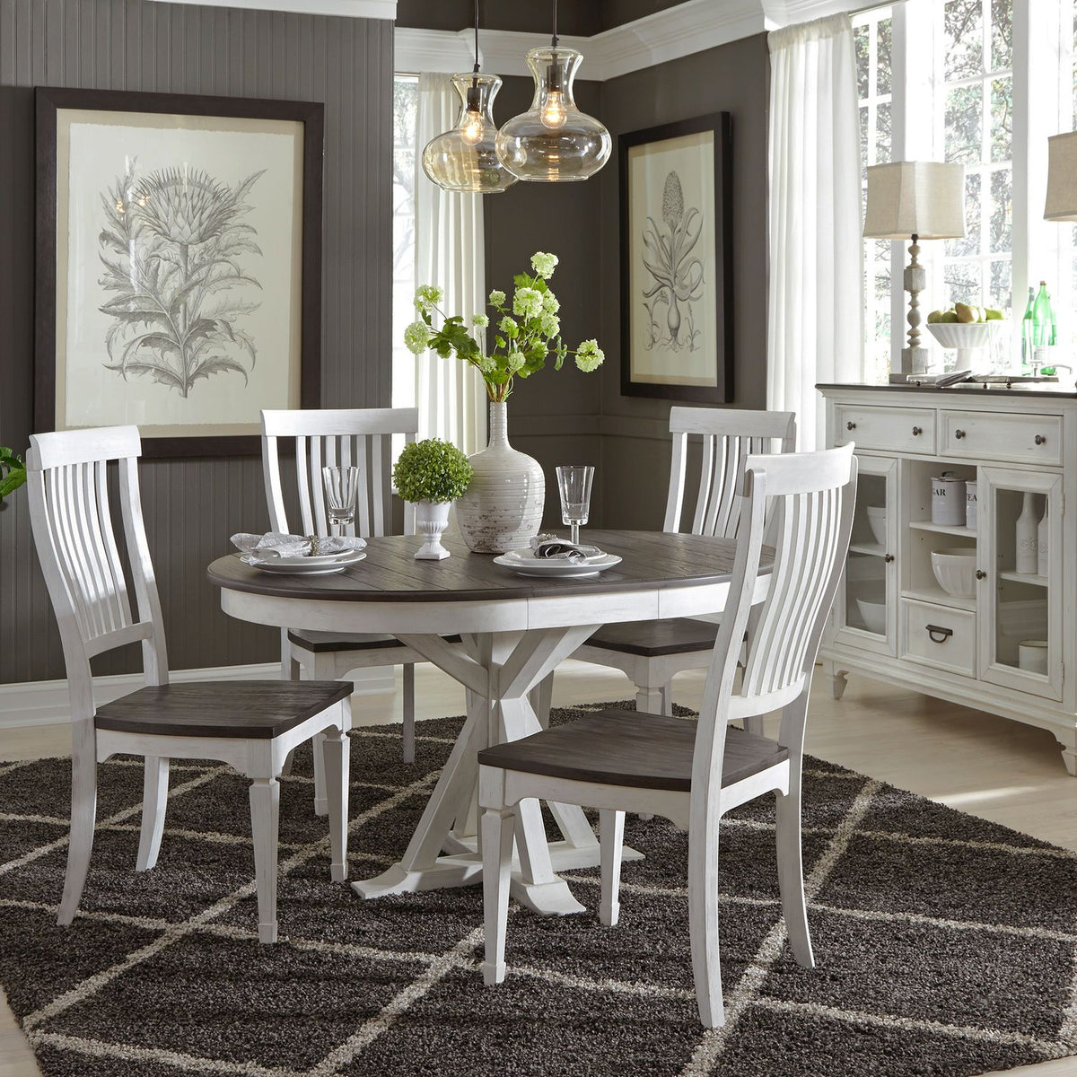 417-DR-5PDS - 5 Piece Pedestal Table Set - Liberty Furniture