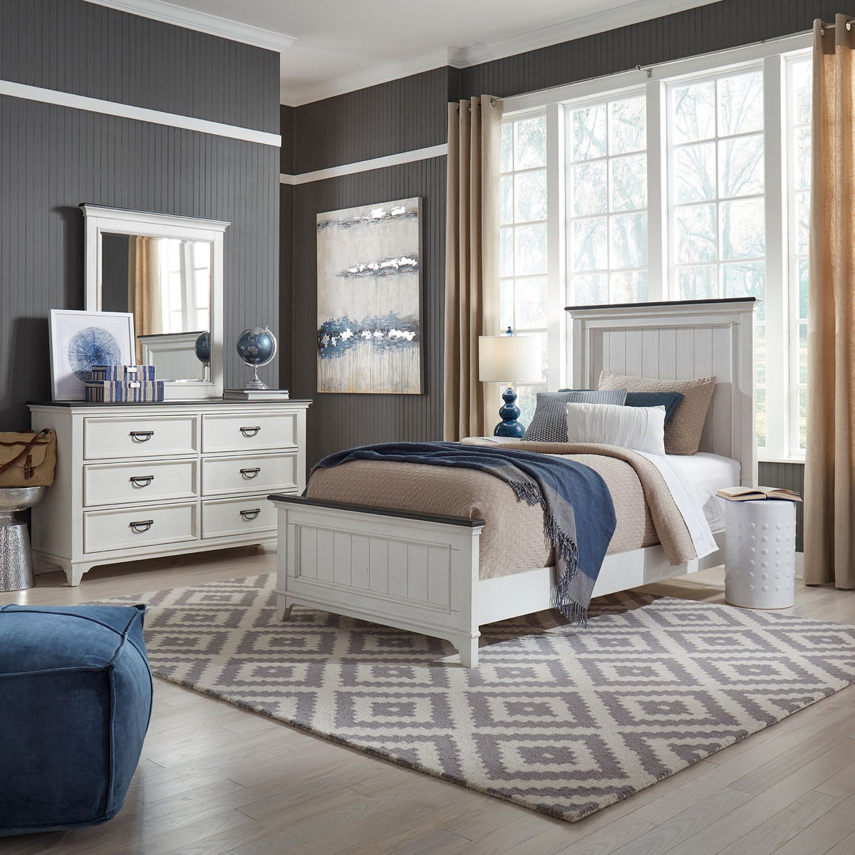 417-YBR-TPBDM - Twin Panel Bed, Dresser & Mirror - Liberty Furniture