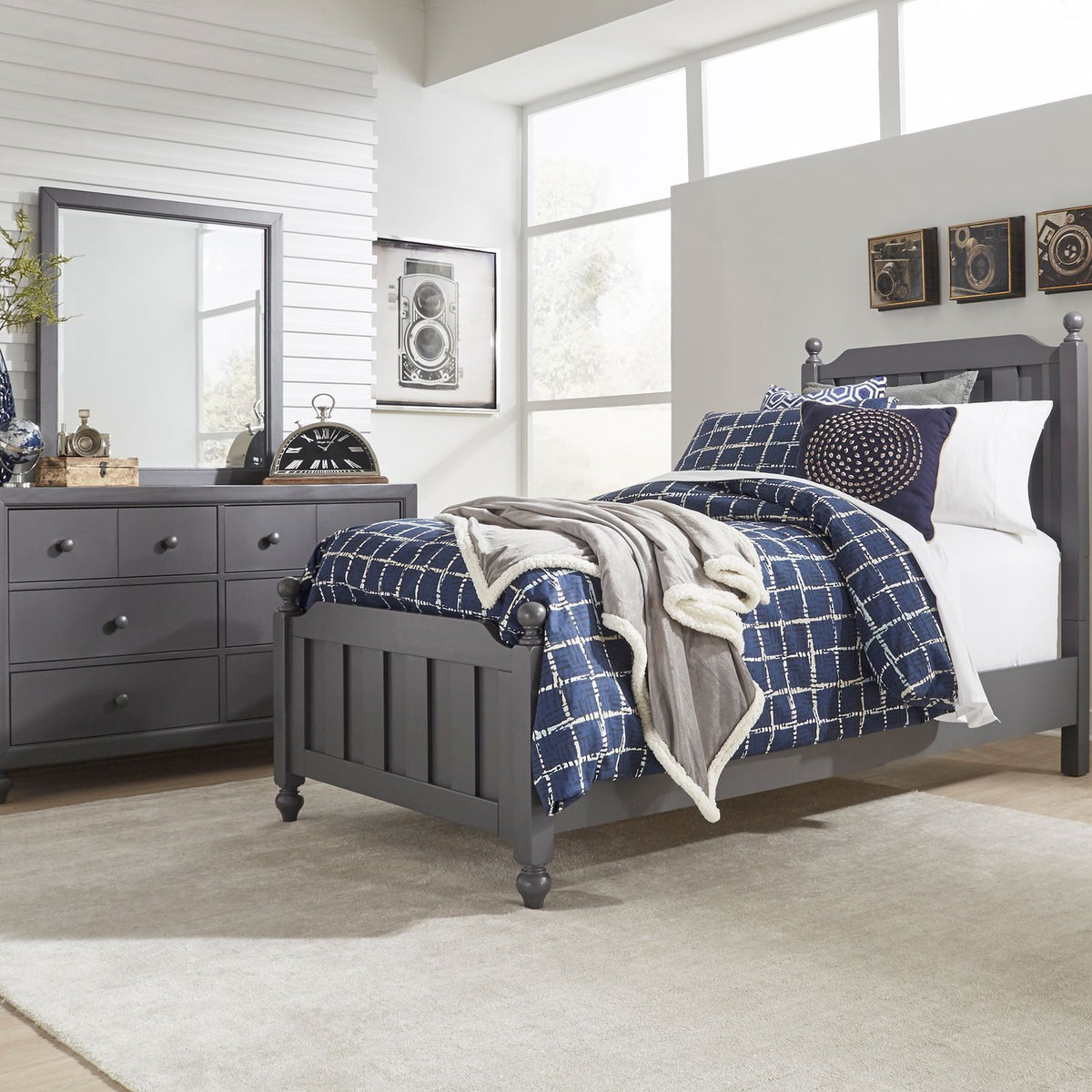 423-YBR-TPBDM - Twin Panel Bed, Dresser & Mirror - Liberty Furniture