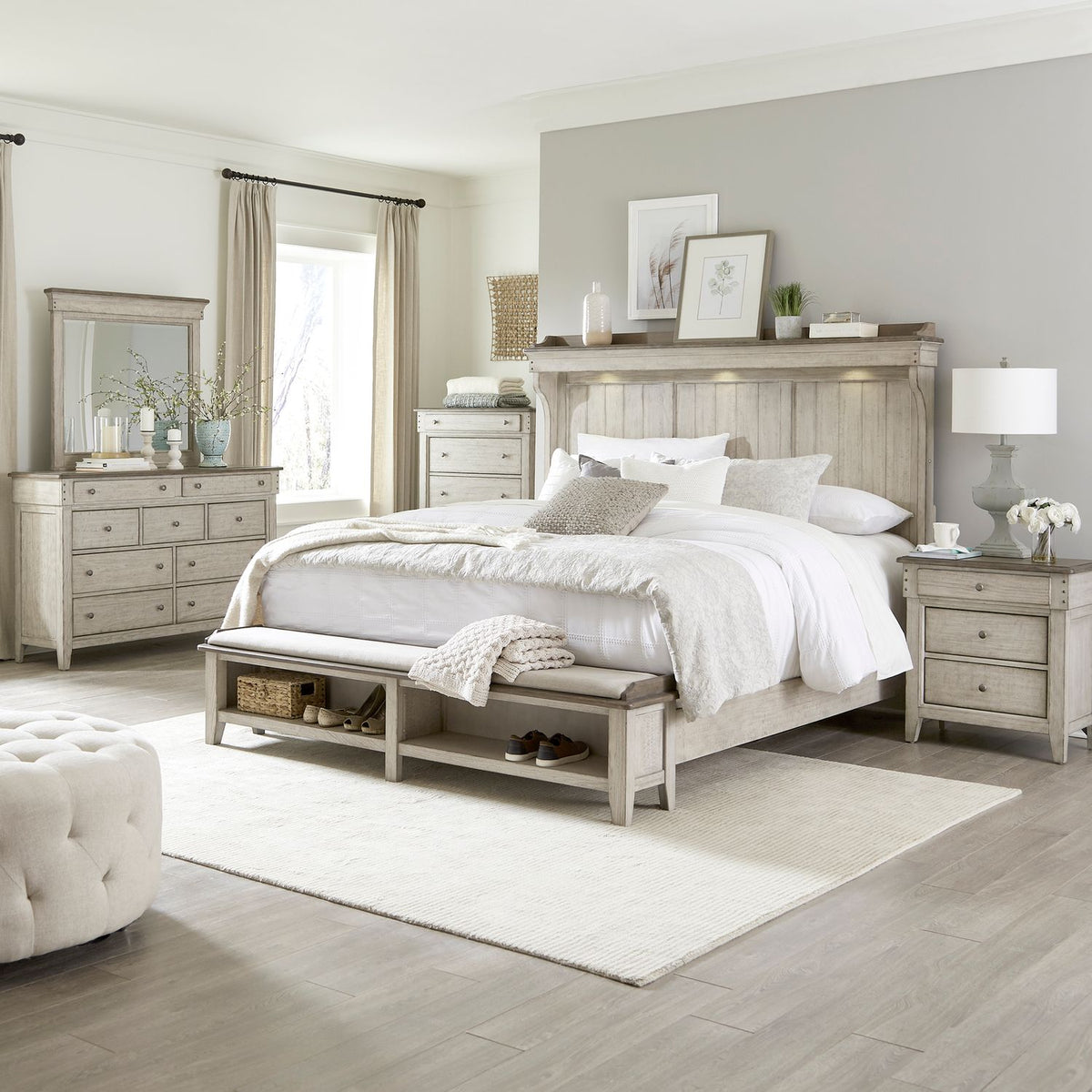 457-BR-CMSDMCN - King California Mantle Storage Bed, Dresser & Mirror, Chest, Night Stand - Liberty Furniture