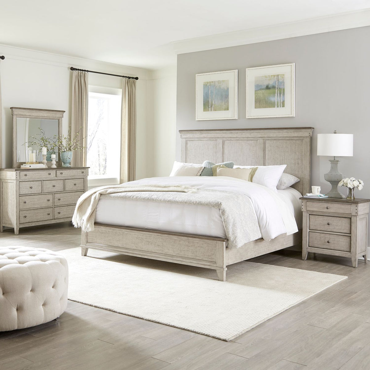 457-BR-CPBDMN - King California Panel Bed, Dresser & Mirror, Night Stand - Liberty Furniture