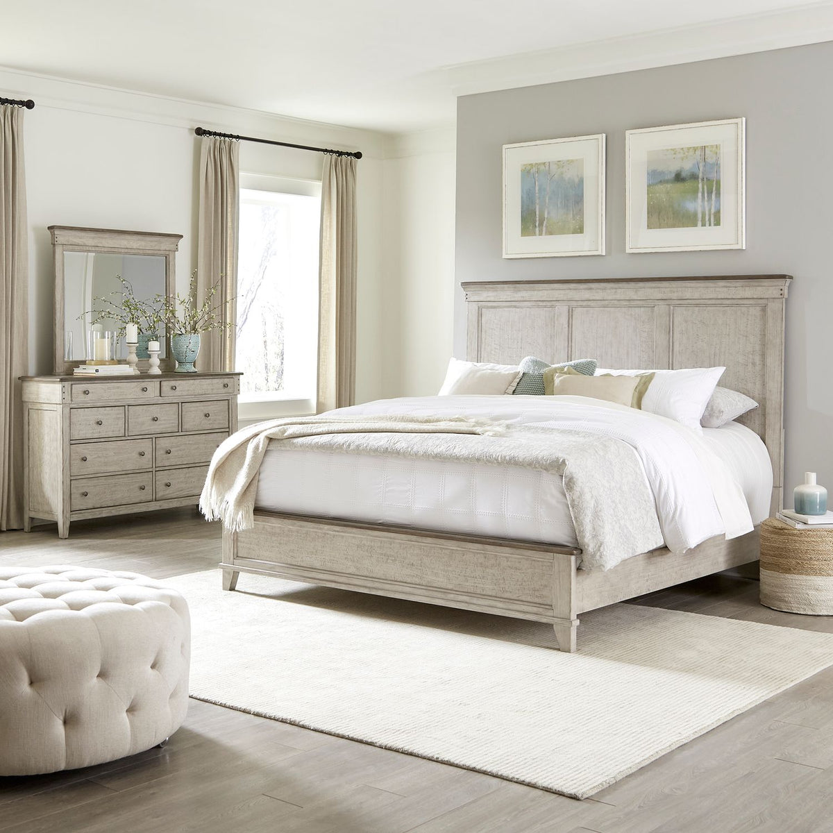 457-BR-KPBDM - King Panel Bed, Dresser & Mirror - Liberty Furniture