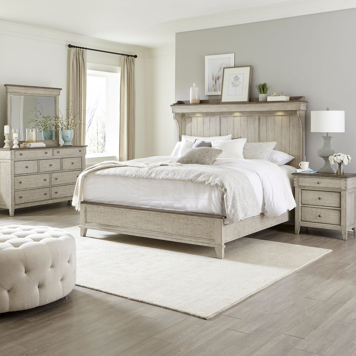 457-BR-QMTDMN - Queen Mantle Bed, Dresser & Mirror, Night Stand - Liberty Furniture