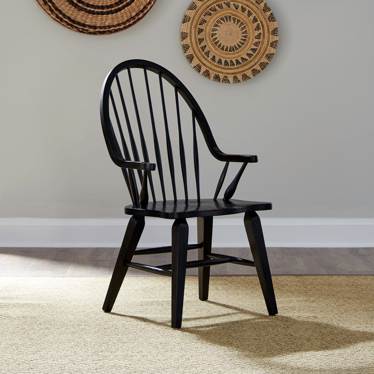 482-C1000A - Windsor Back Arm Chair - Black - Liberty Furniture