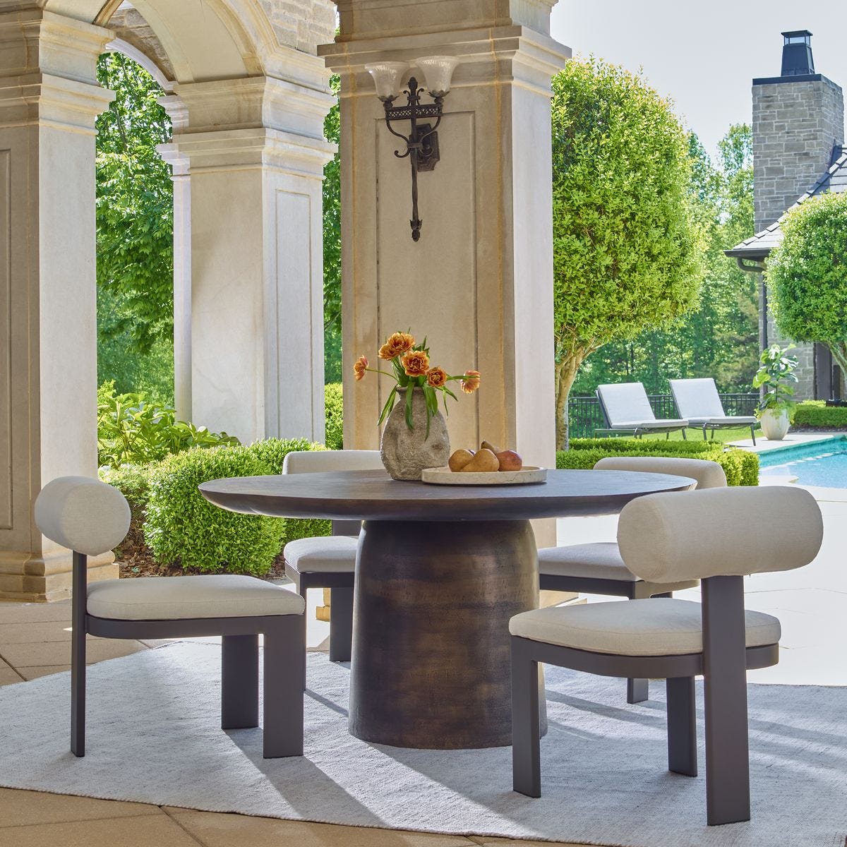 Madrone Indoor-Outdoor Dining Table, Golden Dark Bronze