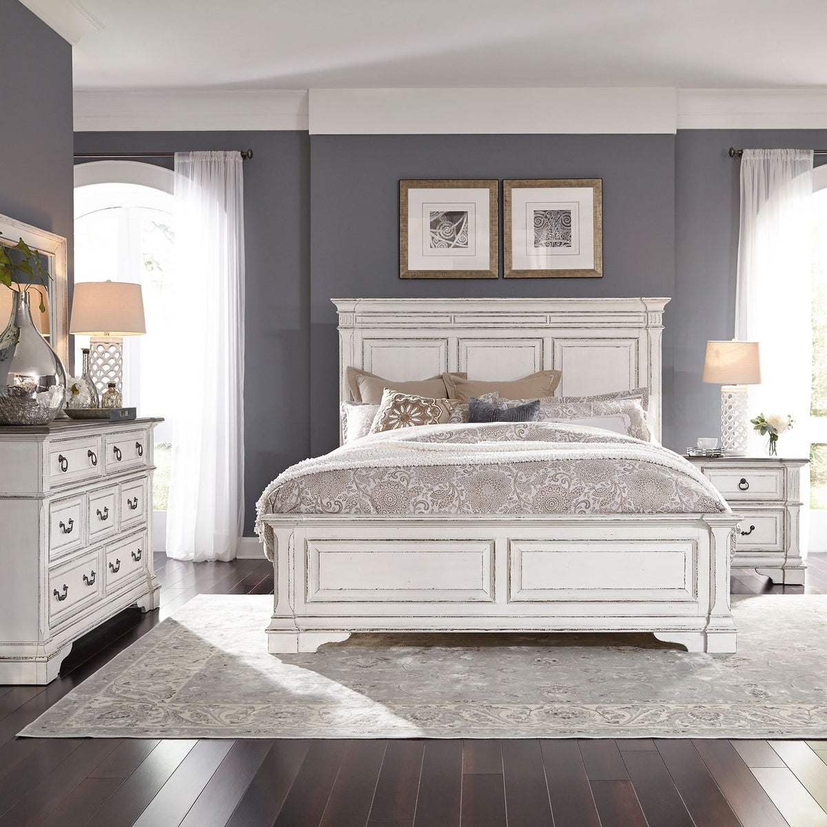 520-BR-KPBDMN - King Panel Bed, Dresser & Mirror, Night Stand - Liberty Furniture