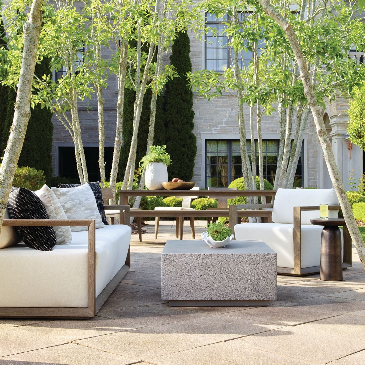 Remsen Outdoor Lounge Chair, Weathered Gray/Oyster