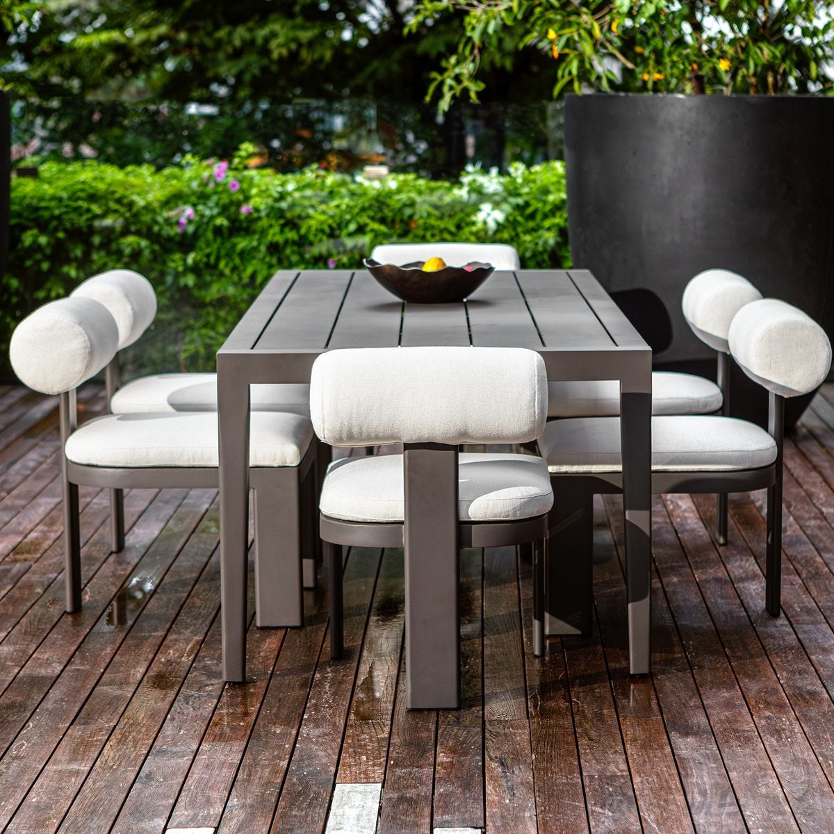 Bolster Back Outdoor Dining Chair, Oyster