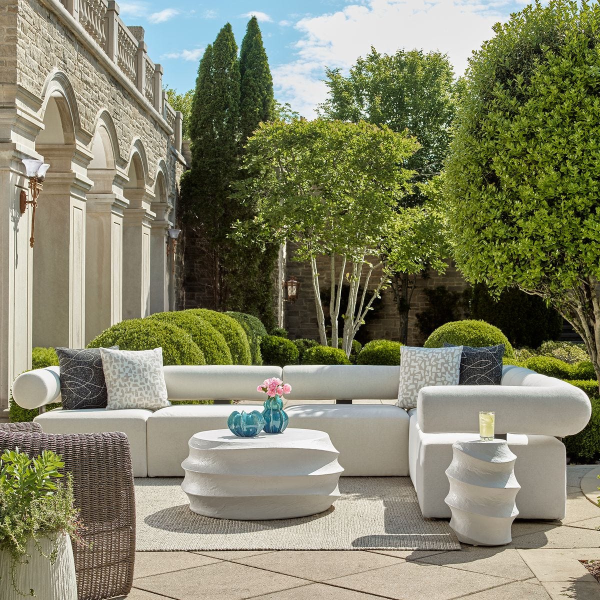 Bolster Back Outdoor Sofa, Corner