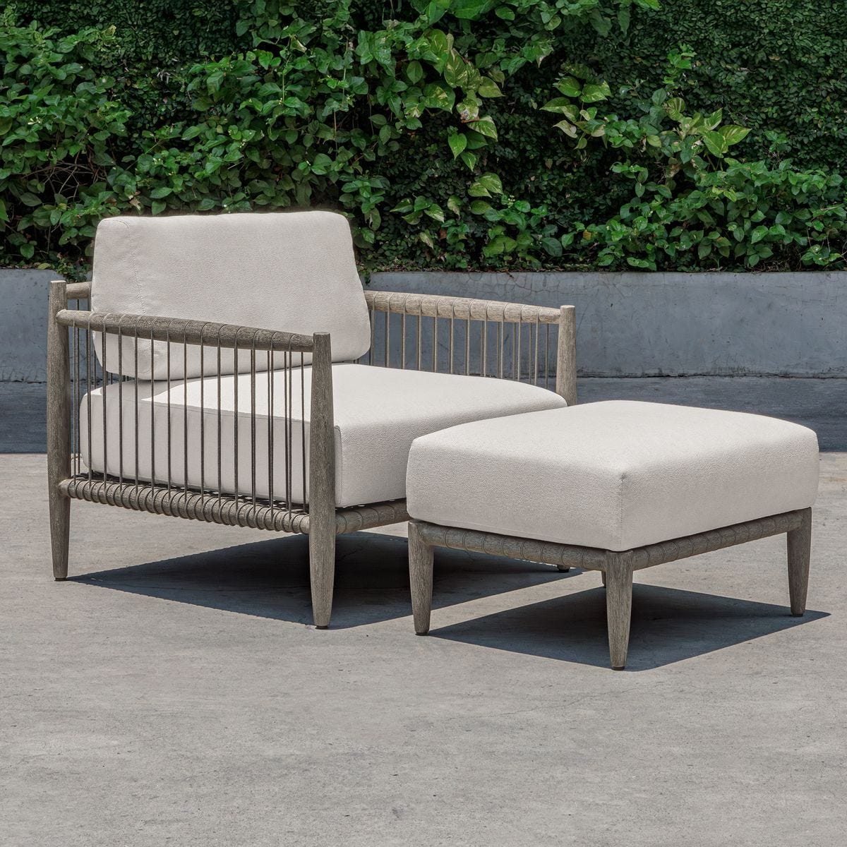Borneo Outdoor Ottoman, Oyster