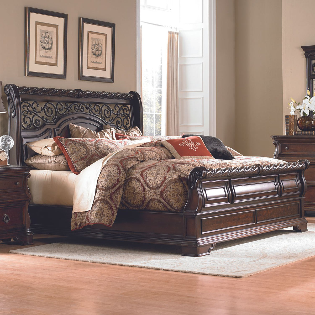 575-BR-QSLDMCN - Queen Sleigh Bed, Dresser & Mirror, Chest, Night Stand - Liberty Furniture