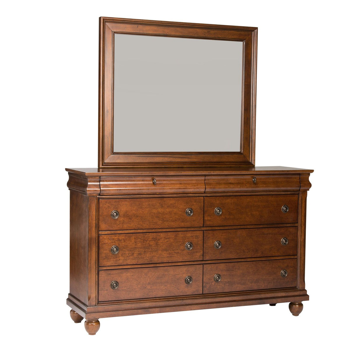 589-BR-KCSDMCN - King California Sleigh Bed, Dresser & Mirror, Chest, Night Stand - Liberty Furniture
