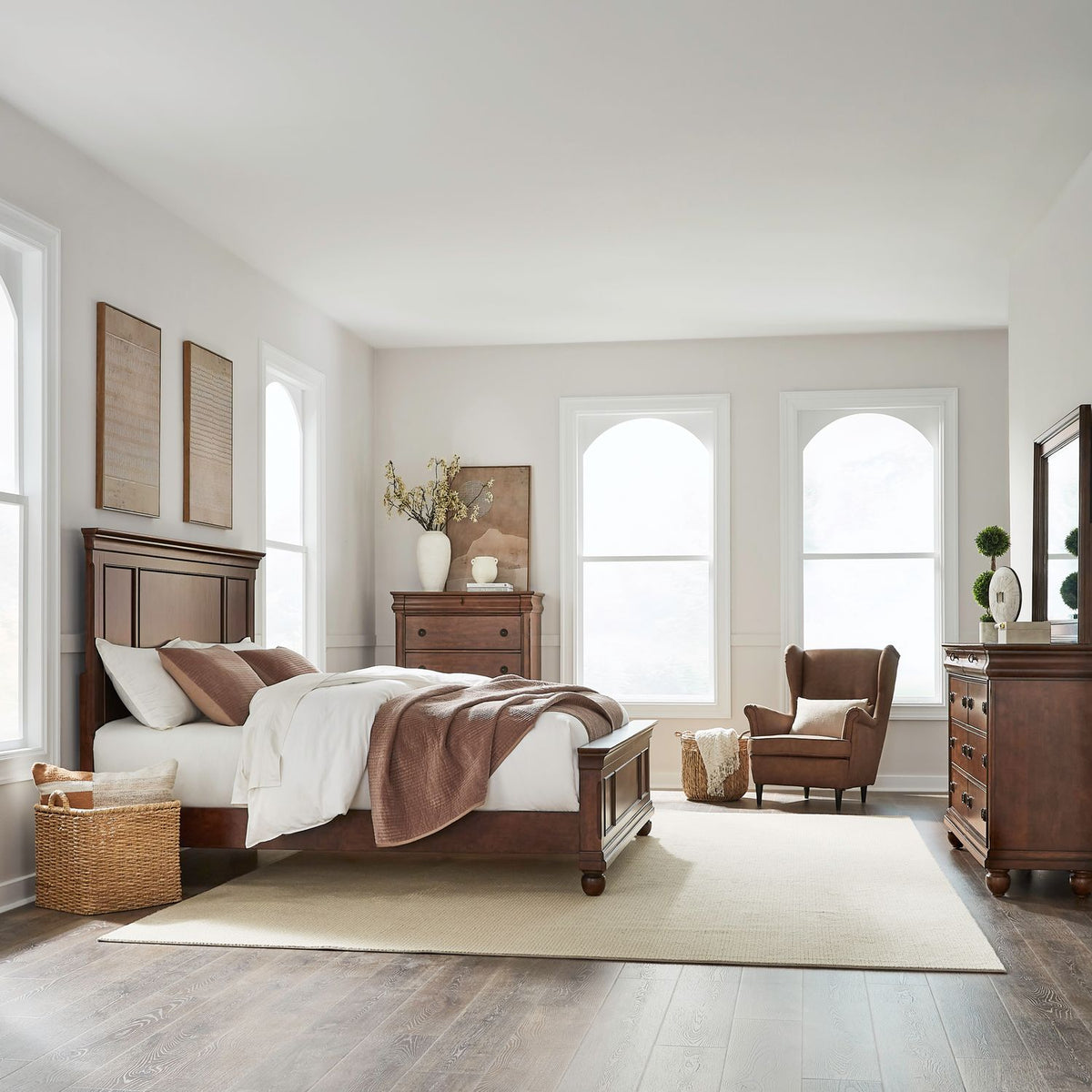 589-BR-QPBDMC - Queen Panel Bed, Dresser & Mirror, Chest - Liberty Furniture