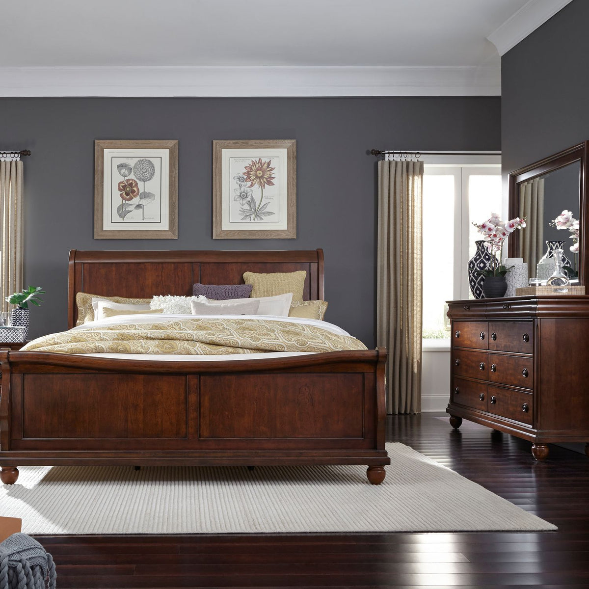 589-BR-QSLDM - Queen Sleigh Bed, Dresser & Mirror - Liberty Furniture