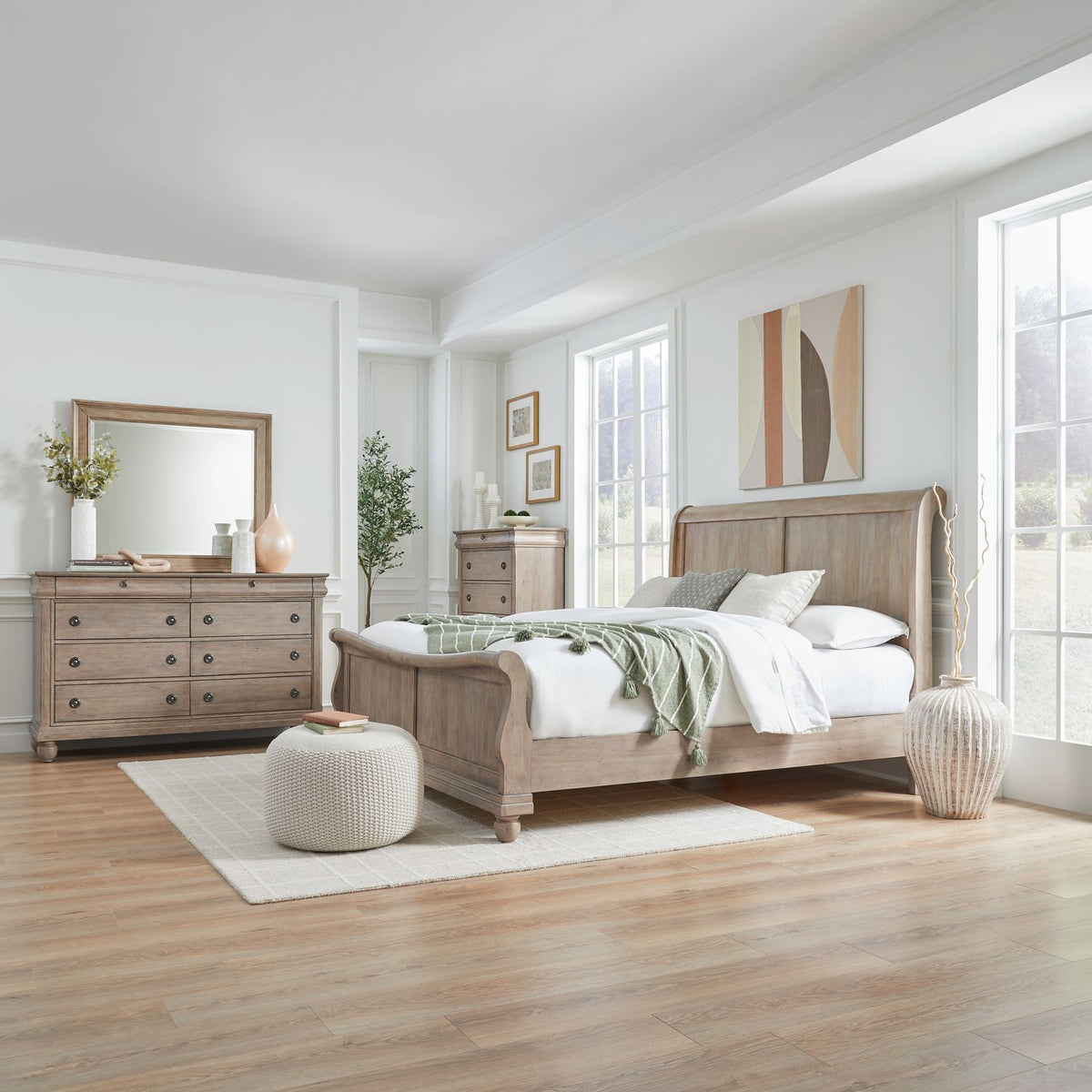 589WT-BR-QSLDMC - Queen Sleigh Bed, Dresser & Mirror, Chest - Liberty Furniture